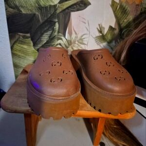 Brown Platform Clogs